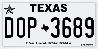 TX license plate DOP3689