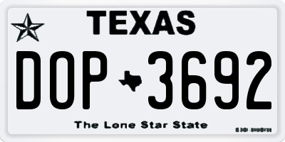 TX license plate DOP3692
