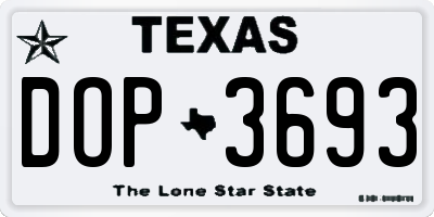 TX license plate DOP3693