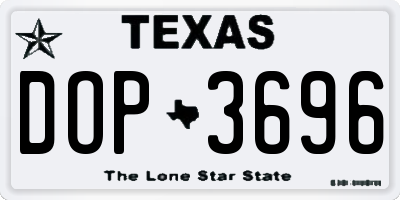 TX license plate DOP3696