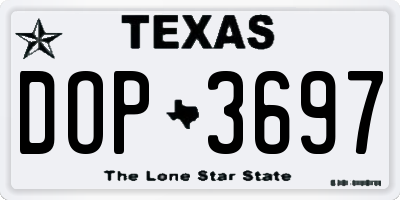 TX license plate DOP3697