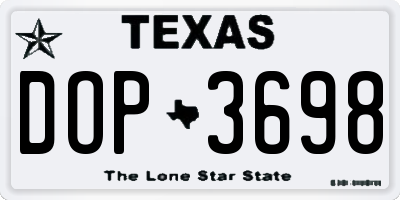TX license plate DOP3698