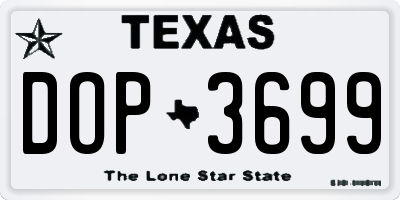 TX license plate DOP3699