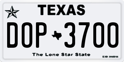 TX license plate DOP3700