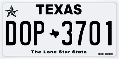 TX license plate DOP3701