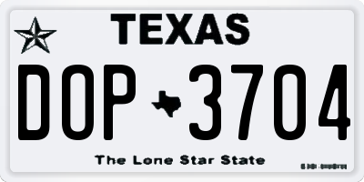 TX license plate DOP3704