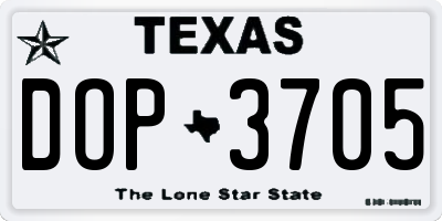 TX license plate DOP3705