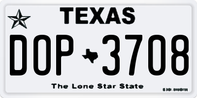 TX license plate DOP3708