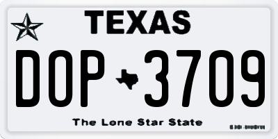 TX license plate DOP3709