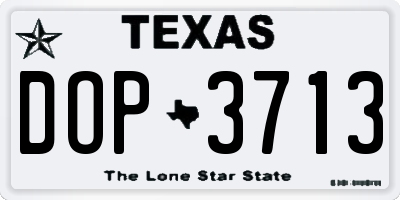 TX license plate DOP3713