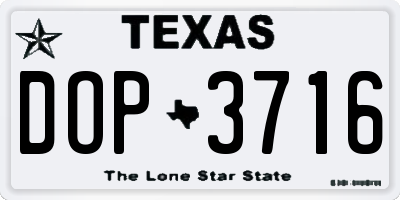 TX license plate DOP3716