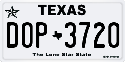 TX license plate DOP3720