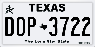 TX license plate DOP3722