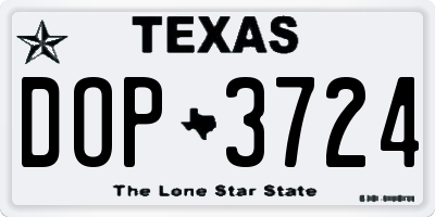 TX license plate DOP3724