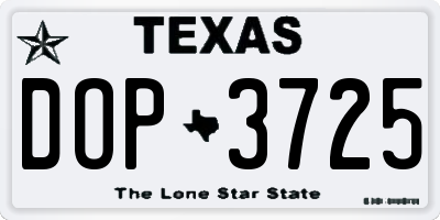 TX license plate DOP3725