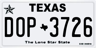 TX license plate DOP3726
