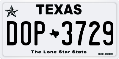TX license plate DOP3729