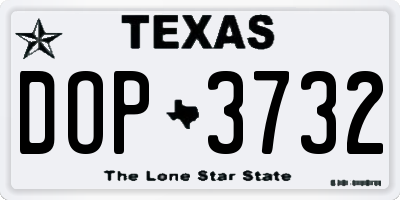 TX license plate DOP3732