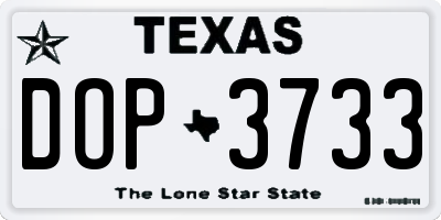TX license plate DOP3733