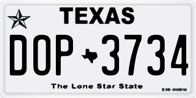 TX license plate DOP3734