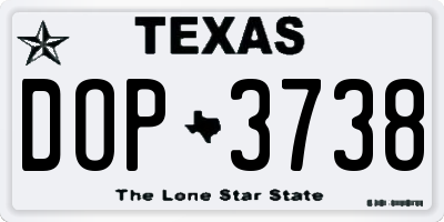 TX license plate DOP3738