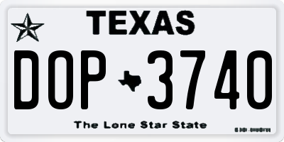 TX license plate DOP3740