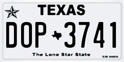 TX license plate DOP3741