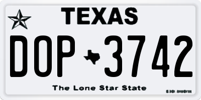 TX license plate DOP3742