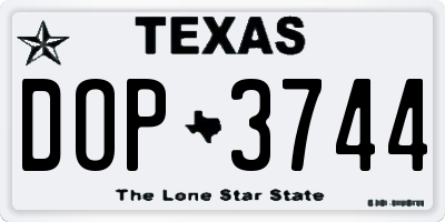 TX license plate DOP3744