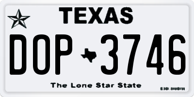 TX license plate DOP3746