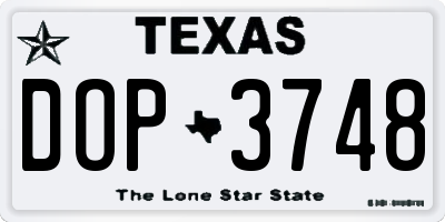 TX license plate DOP3748