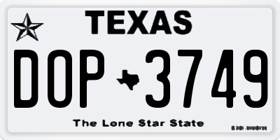 TX license plate DOP3749