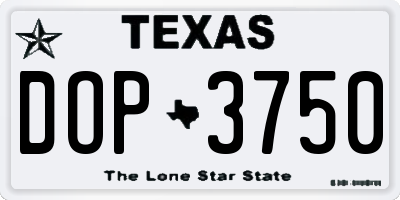 TX license plate DOP3750
