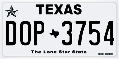 TX license plate DOP3754