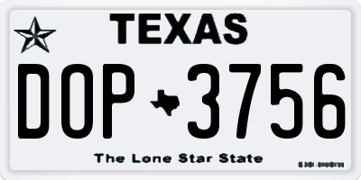 TX license plate DOP3756