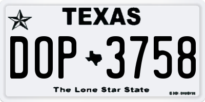 TX license plate DOP3758