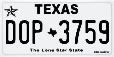 TX license plate DOP3759