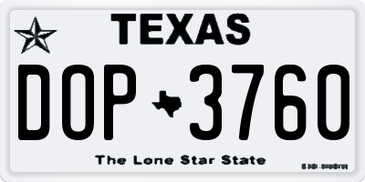 TX license plate DOP3760