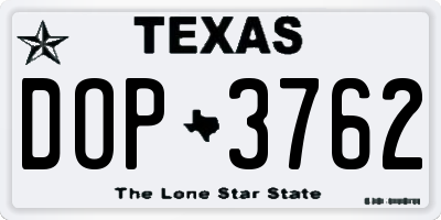 TX license plate DOP3762