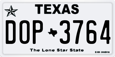 TX license plate DOP3764