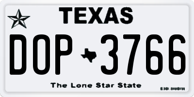 TX license plate DOP3766