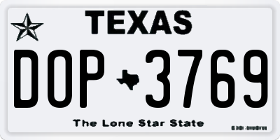 TX license plate DOP3769