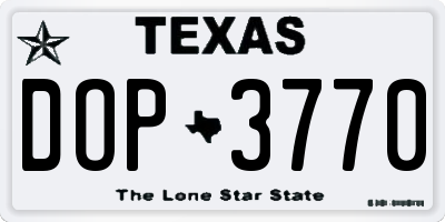 TX license plate DOP3770