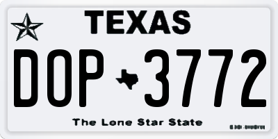 TX license plate DOP3772