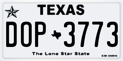 TX license plate DOP3773
