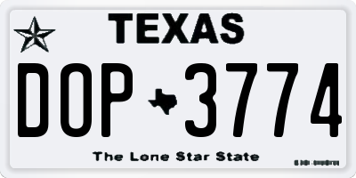 TX license plate DOP3774