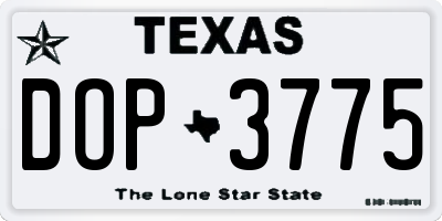 TX license plate DOP3775