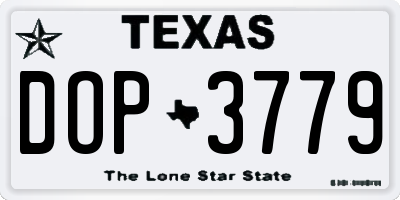 TX license plate DOP3779