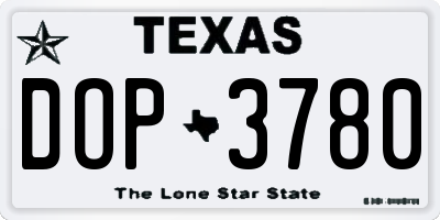 TX license plate DOP3780