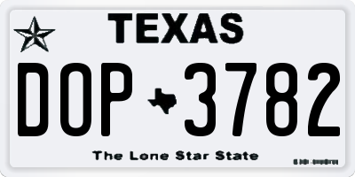TX license plate DOP3782